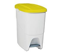 Cubo de Reciclaje con Pedal 25L Amarillo- Contenedor de Basura Ecológico para Cocina - Con Separador Interno y Enganches Laterales, Plástico Resistente y Fácil Limpieza | Denox