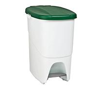 Cubo de Reciclaje con Pedal 25L Verde- Contenedor de Basura Ecológico para Cocina - Con Separador Interno y Enganches Laterales, Plástico Resistente y Fácil Limpieza | Denox