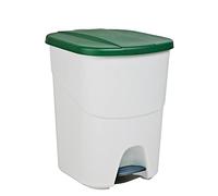 Cubo de Reciclaje con Pedal 40L Verde- Contenedor de Basura Ecológico para Cocina - Con Separador Interno y Enganches Laterales, Plástico Resistente y Fácil Limpieza | Denox