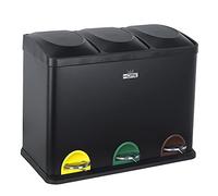 Cubo de reciclaje ecológico 45 litros de 3 compartimentos, reciclaje de basura / cubos de reciclaje, Gran Capacidad, para Papel, Vidrio y Plástico, Id