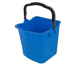 Cubo de Repuesto 25L para Carros de Limpieza, Azul de Plástico | Cubo rectangular con vertedor y asa metálica, profesional, 34,5x36x34 cm, resistente, ideal para limpieza de edificios.