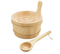 Cubo de sauna con cucharón, accesorios para sauna, cubo de infusión, accesorios de ducha de madera densa, accesorios de ducha de 4 l, utensilios de baño para jardín, exterior, baño de vapor