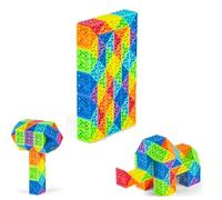 Cubo de Serpiente mágica Hueca Rompecabezas Rompecabezas Juguetes Rompecabezas Juguetes de cumpleaños para niños Regalos de Fiesta de Navidad arcoíris Multicolor (60 Bloques segmentados)