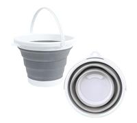 Cubo de Silicona Plegable de 10L CHUNLINLAODA Cubo Plegable Práctico Y Resistente A Roturas Cubos con Diseño Compacto Que Ahorra Espacio Portátil para Limpieza Viajes Exteriores Pesca y Camping (Gris)