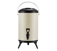 Cubo de té aislado para camping, cuenta con diseño fácil de limpiar y grifo de resina (10 L, beige)