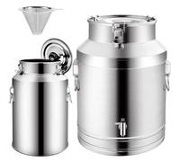 Cubo De Transporte De Leche Hermético De Acero Inoxidable 201, Cubo For Vino, Tanque De Agua Con Tapa Y Grifo, Bote For Leche, Bote For Aceite, Recipientes For Bebidas(28L)