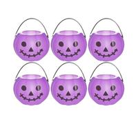Cubo de Truco o Trato | 6 Piezas Cubo De Caramelos Halloween Fantasma Sonriente Calabaza - Recipientes de Almacenamiento Decorativos para Eventos de Niños, Vecindario, Escuela, Guarderías y Otoño
