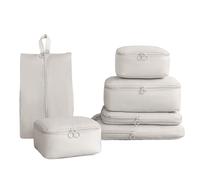 Cubo de viaje - 6 bolsas de almacenamiento ligeras | Bolsas de viaje de compresión | Para ropa, zapatos, pantalones, calcetines, hombres, mujeres, adolescentes, esposas, vacaciones, etc, Color crema
