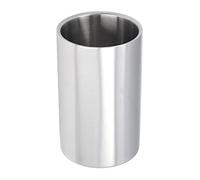 Cubo de vino delgado y recto, enfriador y refrigerador de botellas de vino de acero inoxidable, cubo de hielo de barra plateado de doble pared para una sola botella, estilo