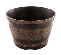 Cubo de whisky extra grande de madera de imitación de resina gruesa para árboles bonsái, loto, nenúfar, suculentas o flores, uso en el jardín en casa (31 cm, tiene agujeros)