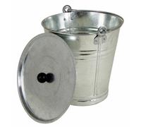 Cubo de Zinc 12L con Tapa Zinc Cubo Macetas Cubo de Agua Metal Galvanizado