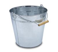 Cubo Decorativo de Zinc Con Mango de Madera - Plateado, 10 L - Para Plantar, Transportar, Cenizas, Maceta, Cubitera de Hielo - Decoración de Jardín