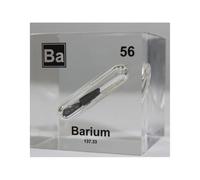 Cubo Elemento Metálico 5cm/2in Encapsulado en Lucite Acrílico Transparente para Colecciones de Elementos y Material de Experimentos de Laboratorio-56-Ba Barium
