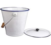 Cubo esmaltado para leche y arroz con tapa, recipiente de metal multiusos para cocina y uso al aire libre