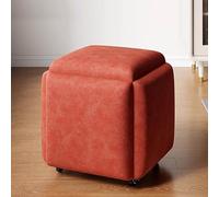 Cubo giratorio 5 en 1 con ruedas, taburete otomano apilable y reposapiés móvil para sala de estar y dormitorio, 45 x 45 cm
