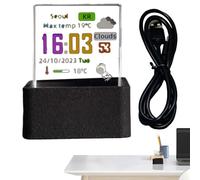 Cubo holográfico WiFi - Pantalla de reloj 3D con conectividad | Decoración de cubo holográfica, reloj de escritorio transparente, monitor meteorológico en tiempo real, espectador de fotos gifs