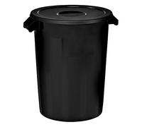 Cubo Industrial 100L - Negro, Material Recuperado Alto Impacto | Apilable con Asas Ergonómicas y Base con Ruedas Opcional - Denox