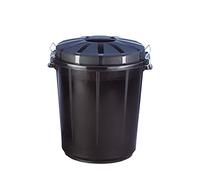 Cubo Industrial con Tapa 70 litros - Plástico Resistente, Asas Metálicas Ergonómicas, Color Negro, 50x50x60 cm - Ideal para Industria, Limpieza y Hostelería | Denox