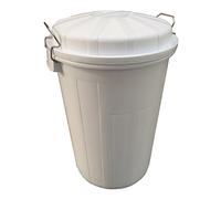 Cubo Industrial con Tapa 95 litros - Plástico Resistente, Asas Metálicas Ergonómicas, Color Blanco, Ø495x730 mm - Ideal para Industria, Limpieza y Hostelería | Denox