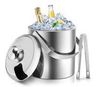 Cubo isolato a Doppio Strato in Acciaio INOX con copertura del Ghiaccio e morsetto del Ghiaccio [1,3 litri]