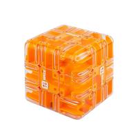 Cubo Laberinto 3D Grande - Juguete de ingenio, Cubo Mágico de Bolas Laberinto 3D, Rompecabezas para Entrenar el Cerebro, Juego Educativo de Concentración (Orange)