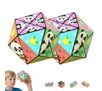 Cubo mágico de panda plegable creativo para niños, juguete de rompecabezas giratorio, alivio del estrés y la ansiedad y matar el tiempo, cubo mágico de viaje para autismo para niños, cubos 4 en 1