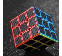 Cubo Mágico Fibra de Carbono Suave Magia Cubo de Mágico Rompecabezas 3D Cube Sticker Antideslizante con Giro más rápido, fácil y Suave, Rompecabezas 3D, Principiantes y Profesionales(3X3)