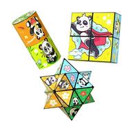 Cubo Mágico Plegable Creativo De Panda for Niños, Juego De Cubos Mágicos 3D, Cubo Antiestrés Y Ansiedad, Cubos Rompecabezas Transformables for Viajes, Deslizador Antiestrés(3PCS(D))