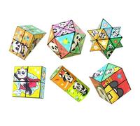 Cubo Mágico Plegable Creativo De Panda for Niños, Juego De Cubos Mágicos 3D, Cubo Antiestrés Y Ansiedad, Cubos Rompecabezas Transformables for Viajes, Deslizador Antiestrés(6PCS)
