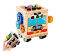 Cubo Ocupado, Actividad de Madera Cube | Tablero sensorial de autobuses con luz LED - Juguetes de Aprendizaje de Desarrollo temprano portátiles, Actividades de Aprendizaje Educativo