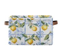 Cubo organizador de almacenamiento de estilo italiano siciliano, color blanco, con asas, para el hogar y la oficina, juego de 2