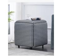 Cubo otomano 5 en 1, elegante silla de almacenamiento y taburete de pie, tela a cuadros, versátil para sala de estar y dormitorio, con ruedas giratorias, múltiples usos
