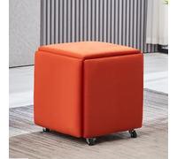 Cubo otomano anidado, taburete apilable con ruedas giratorias, reposapiés móvil, asiento de piel sintética para sala de estar y comedor, uso doméstico versátil
