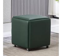 Cubo otomano anidado, taburete apilable con ruedas giratorias, reposapiés móvil, asiento de piel sintética para sala de estar y comedor, uso doméstico versátil