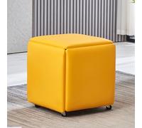 Cubo otomano anidado, taburete apilable con ruedas giratorias, reposapiés móvil, asiento de piel sintética para sala de estar y comedor, uso doméstico versátil