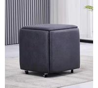 Cubo otomano anidado, taburete apilable con ruedas giratorias, reposapiés móvil, asiento de piel sintética para sala de estar y comedor, uso doméstico versátil