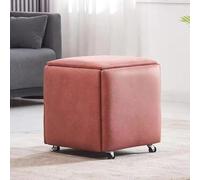 Cubo otomano anidado, taburete apilable móvil con ruedas, silla de piel sintética para sala de estar, dormitorio, diseño compacto