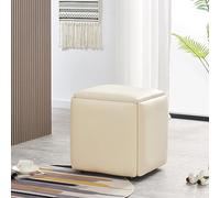 Cubo otomano de cuero 5 en 1 con ruedas giratorias, apilable, reposapiés para fiestas al aire libre, resistente al agua y nizing para Vanity Enterprise