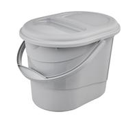 Cubo Ovalado con Tapa Eco Gris Piedra 37x29,5x27,5 Gama Elsa Eco