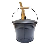 Cubo Para Cenizas Con Tapa Y Pala | Bote Metálico,Lata Para Cenizas De Interior Con Tapa Pala Y Escoba | Destinado A Chimenea Aire Libre Dentro De Casa Terraza Estufa De Leña Foso De Fuego Fies