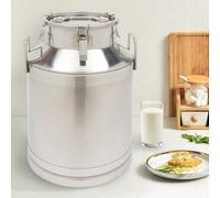 Cubo para Leche Hielo de Acero Inoxidable 50 l con Tapa almacenar Agua Vino Queso y Aceite 21,25 x 9,84 14,96 Pulgadas Plateado