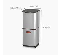 Joseph Joseph Totem Compact - Unidad de Separación de Residuos y Reciclaje con una Capacidad de 40 litros - Acero inoxidable