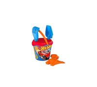 Cubo Playa Hot Wheels 14 cm con Pala,rastrillo,cedazo y 1 Molde en Red - Modelos Surtidos
