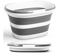 Cubo Plegable 16L con Asas, Cubo Limpieza Silicona Plegable Ahorra Espacio para Lavado Camping, Barreño Portátil para Hogar & Coche, 4,2 Galones Plástico Compacto Multiusos