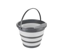Cubo Plegable con colador - Cubo Ahorra Espacio para la Limpieza de la casa con asa, de Polipropileno, 31,5 x 5 - 24 x 33 cm, 10 l, Gris