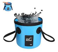 Cubo Plegable, Cubeta Plegable para Enjuagar Camping, Cubo Plegable Portátil para Pescar 12 L, para Camping, Viajes, Senderismo y Lavado de Coches, Azul