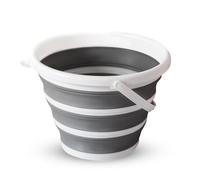 Cubo Plegable de Silicona de 10 l, Cubo Plegable Redondo, Blanco/Gris, para Herramientas de Limpieza, Ideal para Viajar y Pescar, diseño Que Ahorra Espacio Zuvo