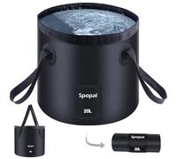 Cubo Plegable para Acampar, 20L Spopal Contenedor de Agua Portátil para Camping con Mango, Cubo Plegable para Lavabo de Ducha para Senderismo, Pesca, Lavado de Coches, Jardinería, Baños para Mascotas