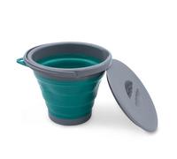 Cubo plegable para camping, diámetro de 25 cm, con tapa, 5 L, de silicona, con asa, para exteriores, para excursiones, festivales, picnics, etc