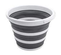 Cubo plegable para camping, diámetro de 34 cm, color gris, 10 L, de silicona, con asa, multiusos para exteriores, para excursiones, festivales, pícnics, etc